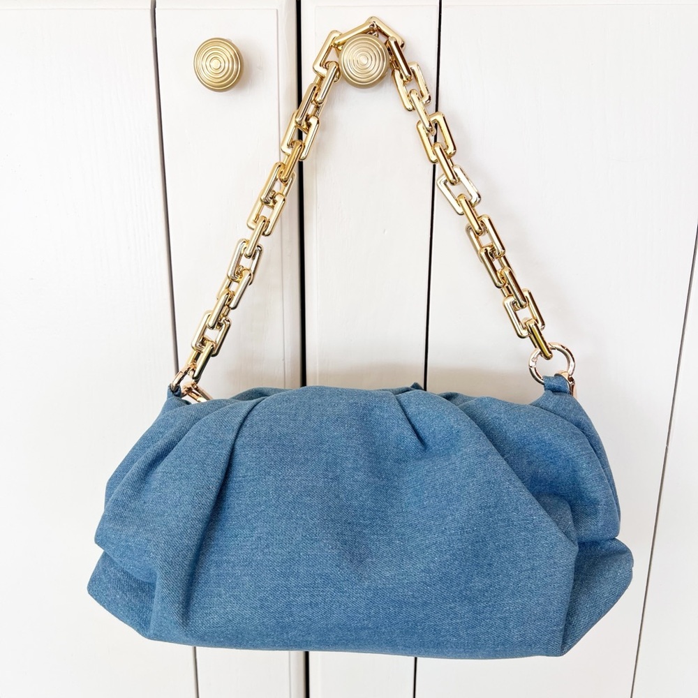 Blue Denim Chain-Handle Shoulder or Crossbody Bag NWOT